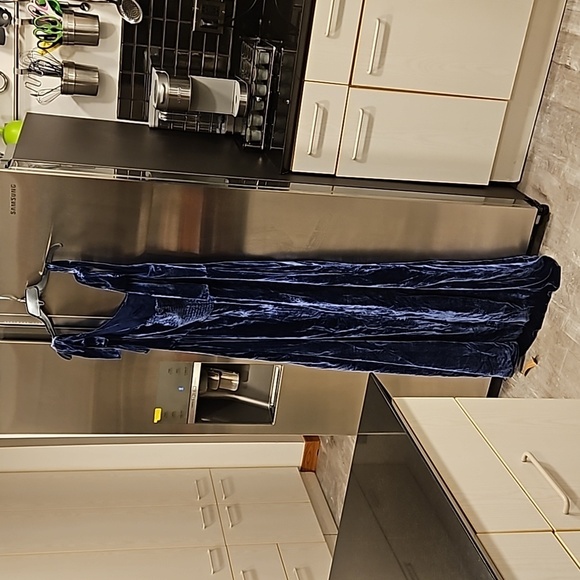💕REFORMATION💕 Westerly Velvet Maxi Dress ~ Danube Blue 12 NWT - Picture 7 of 13